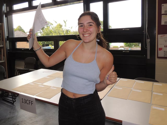 Celebrating - Hannah Hicks is going to Lincoln University to study politics and international relations after getting good grades - despite admiting she forgot about the Second World War in her history exam!
