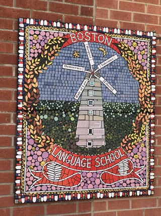 Some of the Boston Language School mosaic at Haven High.