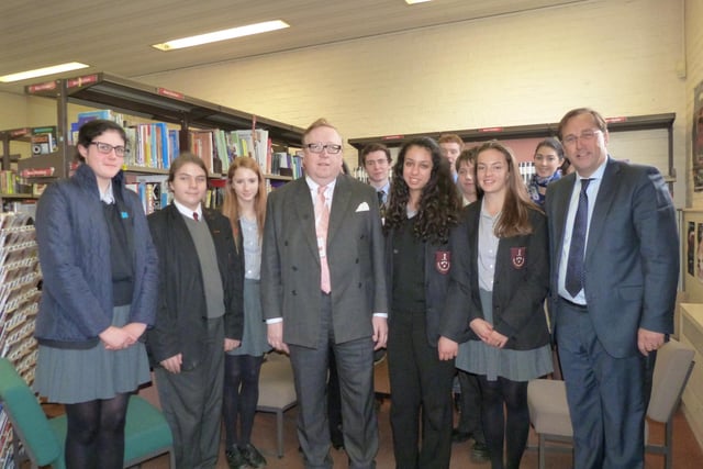Author and journalist Simon Heffer visiting Caistor Grammar School, where he spoke to student journalists about his career and their ambitions. For the previous two years, the school had taken first place in the School Newspaper of the Year competition. Mr Heffer, a judge in the competition, said: “I am hugely impressed with the school and have greatly enjoyed my visit." "I think the students have been of the very highest quality and are clearly very fortunate to have excellent teachers. And almost as important, the fish in the canteen was superlative!" he added.