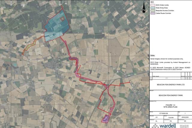 The latest map layout for the Beacon Fen solar project.