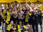 Wyberton celebrate their county cup win.