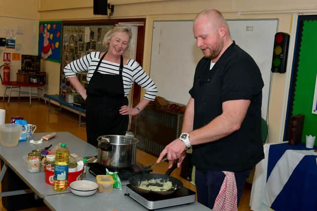 Debbie Bollard with chef Sam Hough.