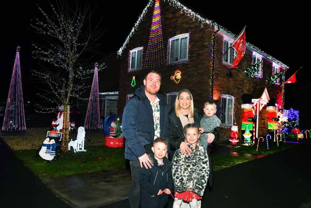 Anthony Elding, with his family Georgina Laight, and children Elsie-Ami, five, Arthur, three, and Ronnie, one.