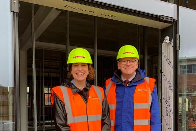 Victoria Atkins MP with Coun William Gray at the ceremony.