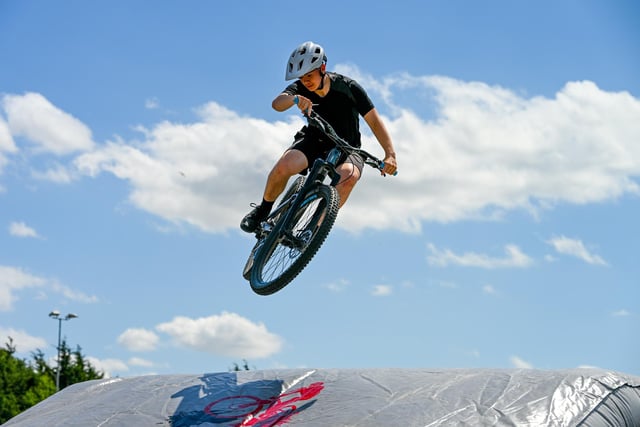 Getting big air on the jump bag. Photo: Richard Howes Photography
