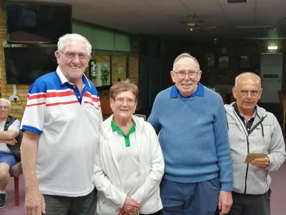 Third place team, Keith Nix, Margaret Daubney, Dick Dickings with Mark Brown