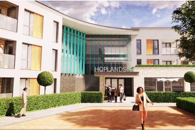 A computer generated impression of how the main new block could look at the Hoplands site.