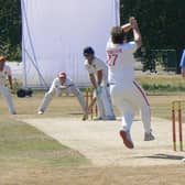 George Brewster bowling for Horncastle CC against Louth seconds on Saturday. Pic by Clare Noton.