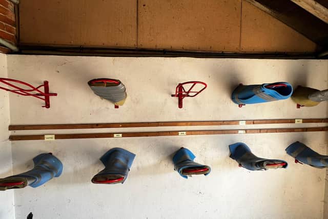 The empty saddle racks in the tack room targeted by thieves. Photo supplied