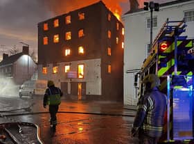 The old warehouse ablaze on London Road, Boston. Photo: Matt King