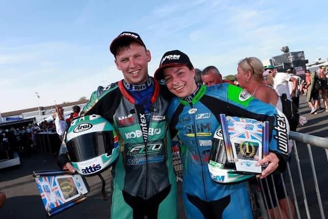 Todd Ellis and Emmanuelle Clement following their win at Donington Park. Photo by Wally Walters.