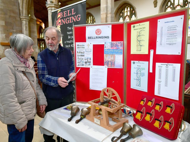 L-R Avril Clarkson of Fotherby talking to Louth area bell ringer, Charles Macrorie, in St James' Church. Photo: David Dawson