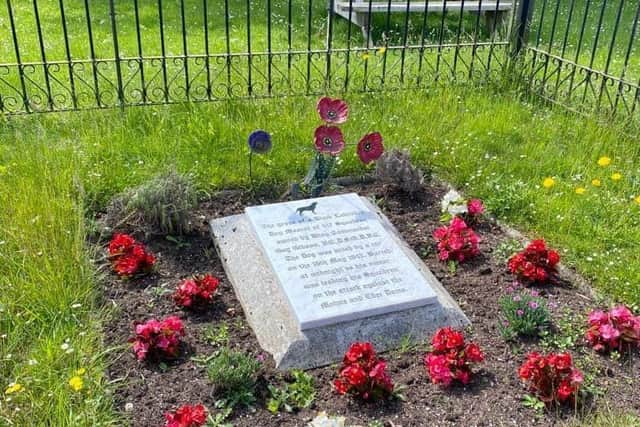 The memorial at the grave of Wing Commander Guy Gibson's dog at RAF Scampton. (Photo by: West Lindsey Council)