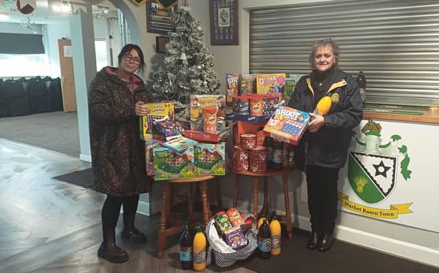Rasen Rotarians give further support to local Baby Bank. Rotary President, Dianne presents to Baby Bank Founder, Eve Bennett.