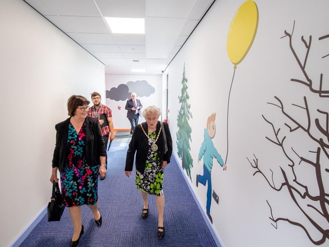 Local dignitaries were given a tour of the new school building.