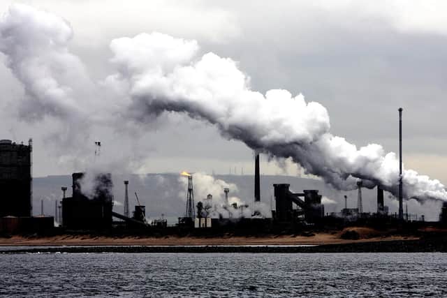 General view of emissions being released from the Corus metal plant on the Wilton site in Teesport, Cleveland.