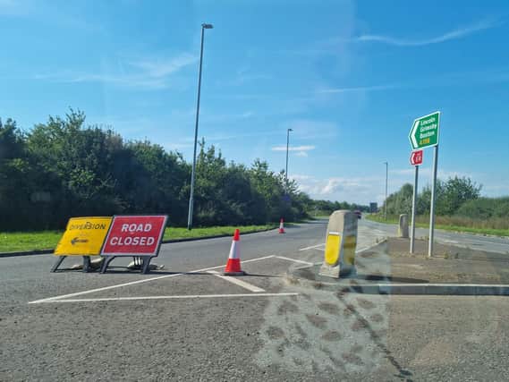The A158 bypass  remains closed at the Burgh le Marsh roundabout.
