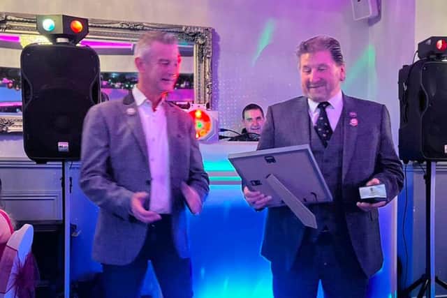 David 'Wiggy' Sellers receiving his 30 Year Medal from LOM, Paul Simpson