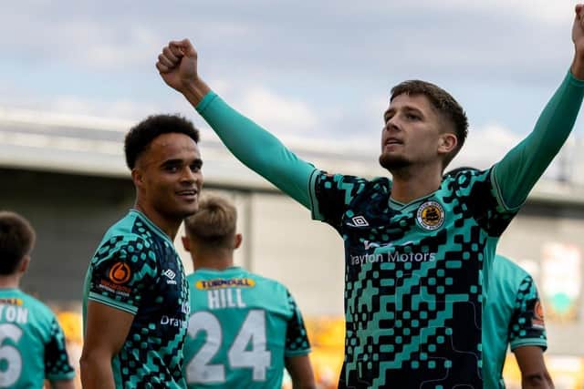 Keaton Ward gave Boston United an early lead at Barnet before they were overwhelmed in the second half. Pic: Chris Bray.