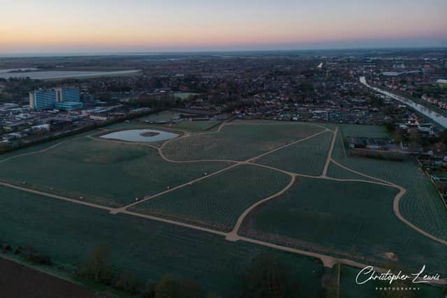 An aerial shot of Dion's Wood Nature Reserve taken last year by Christopher Lewis Photography'.