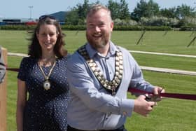 Mayor of Horncastle, Matthew Wilkinson, with Mayoress Romy Wilkinson opening the new woodland cemetery.