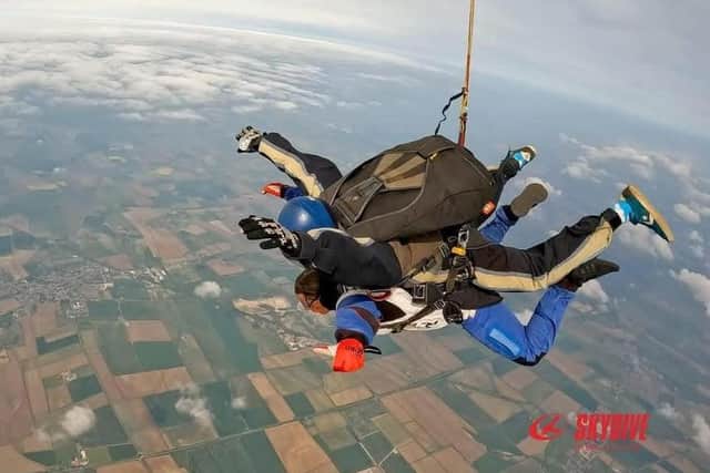 Another photo from Leighann's spectacular skydive. (PHOTO BY: Skydive Hibaldstow)
