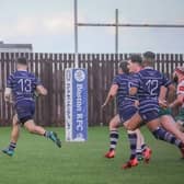 Sean Bishop scores a try. Pic by David Dales.