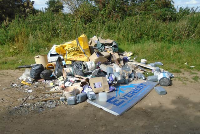 Waste flytipped by Tommy-Lee Barras at Leadenham. Photo: NKDC