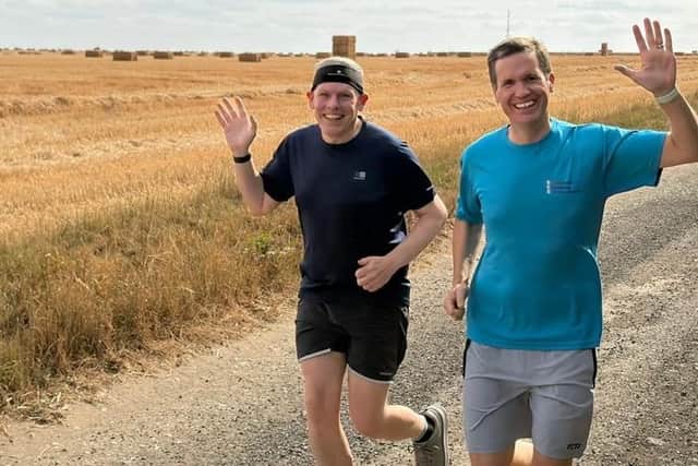 On the run -- Alex and James in training for their New York Marathon challenge this coming Sunday (November 1).