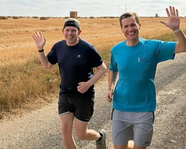 On the run -- Alex and James in training for their New York Marathon challenge this coming Sunday (November 1).