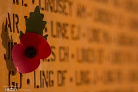 A poppy on one of the IBCC's Wall of Names