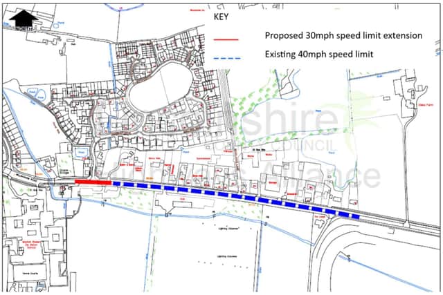 The proposed speed limit extension on the A631.