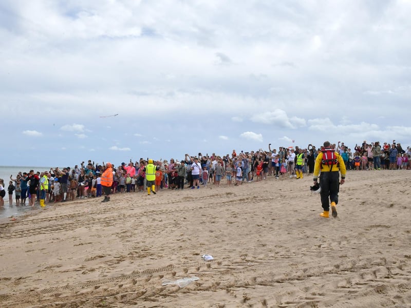 Crowds watching the displays.