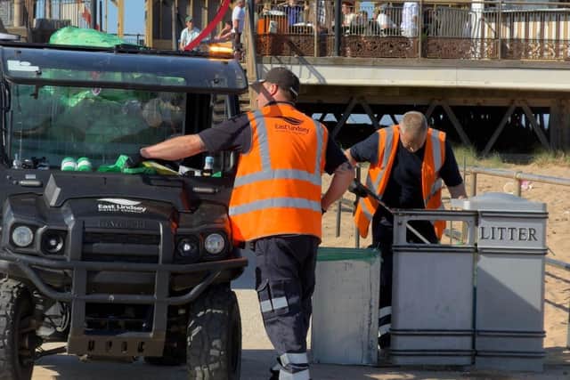 There are 250 litter bins along the foreshore, with crews emptying them every 20 minutes during peak periods.