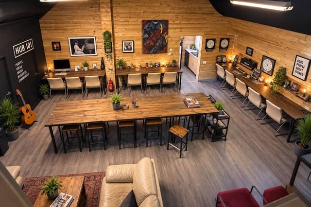 The impressive co-working room at Hub 101 in Ludford.