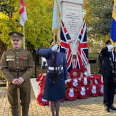 People gathered at the Gainsborough War Memorial to lay wreaths on Remembrance Sunday