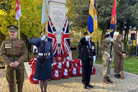 People gathered at the Gainsborough War Memorial to lay wreaths on Remembrance Sunday