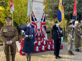 People gathered at the Gainsborough War Memorial to lay wreaths on Remembrance Sunday