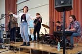 Strictly’s Hayley Sanderson. at Chapel St Leronards Primary School.