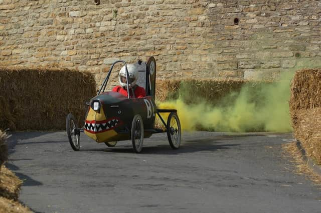 A crazy competitor in a previous Coleby Downhill Challenge. Photo: Kartpix