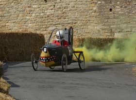 A crazy competitor in a previous Coleby Downhill Challenge. Photo: Kartpix
