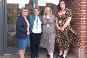 From left - Mayoress Jennifer Oglesbee, Mayor Coun Helen Staples, with Medlock House Support Planner Kellie Lowther and Support Worker Harriet Danks. Photo supplied