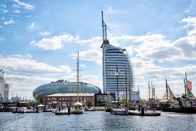 Bremerhaven's new harbour with the Klimahaus and sailing ships (Florian Trykowski/German National Tourist Board)