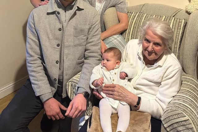 Pictured from top left: Michelle Lea, Philomena Baker, bottom right with Annie McNamara, Nova Ross-Lea, four months and Jenson Ross-Lea.