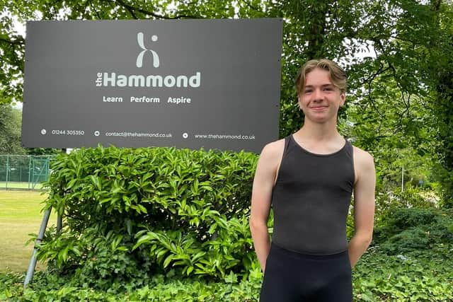 Zachary pictured outside the Hammond School of Dance.