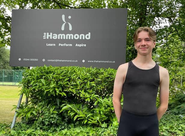 Zachary pictured outside the Hammond School of Dance.