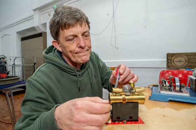 Mark Thornton repairing a Manod engine.