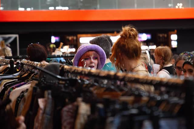 Browsing the rails at a recent clothes swapping event