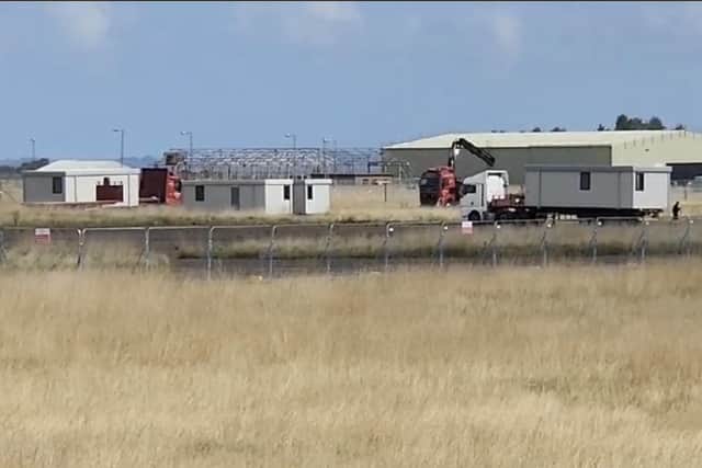 Portable buildings being installed at RAF Scampton. (Photo by: Local Democracy Reporting Service)