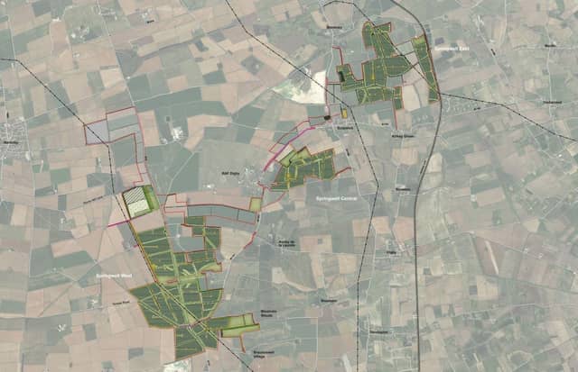 Updated plans for Springwell solar farm, near Metheringham. Credit: EDF Renewables UK and Luminous Energy